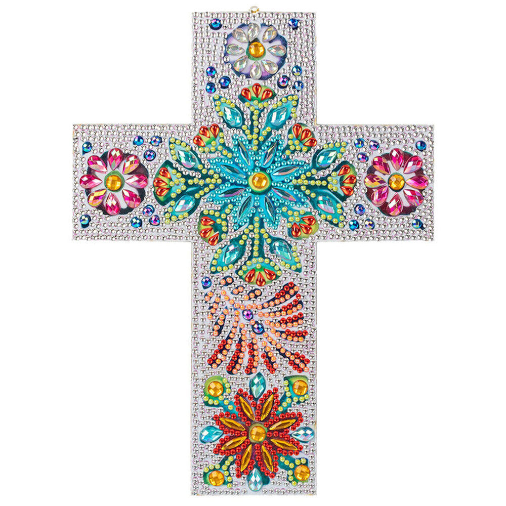 Decoratieve Hanger Diamond Painting Kruis met Bloemen