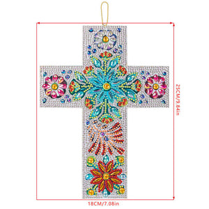 Decoratieve Hanger Diamond Painting Kruis met Bloemen