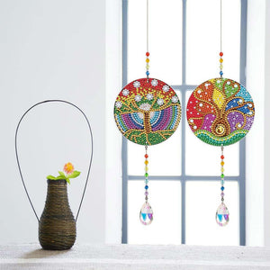 Kristallen Klok Diamond Painting 5D Levensboom 2 Stuks