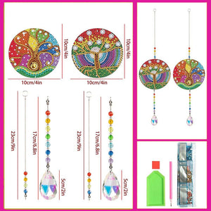Kristallen Klok Diamond Painting 5D Levensboom 2 Stuks