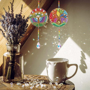 Kristallen Klok Diamond Painting 5D Levensboom 2 Stuks