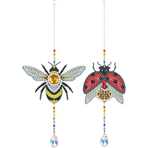 Kristallen Windgong Diamond Painting 5D Bij met Lieveheersbeestje 2 Stuks