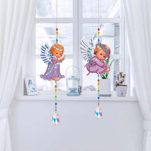 Kristallen Klok Diamond Painting 5D Engel 2 Stuks