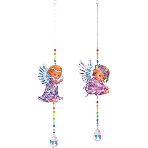 Kristallen Klok Diamond Painting 5D Engel 2 Stuks
