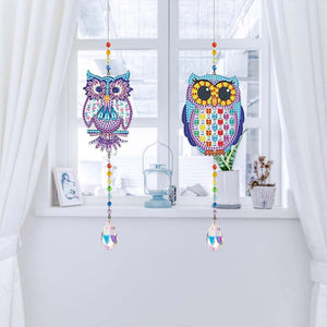 Kristallen Klok Diamond Painting 5D Uilen met 2 Stuks
