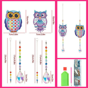Kristallen Klok Diamond Painting 5D Uilen met 2 Stuks
