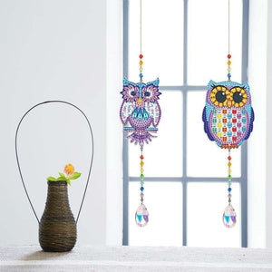 Kristallen Klok Diamond Painting 5D Uilen met 2 Stuks