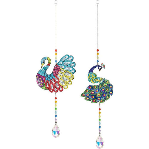 Kristallen Klok Diamond Painting 5D Pauw 2 Stuks
