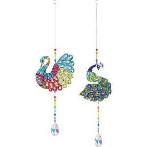 Kristallen Klok Diamond Painting 5D Pauw 2 Stuks