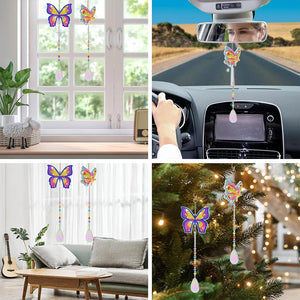 Kristallen Klok Diamond Painting 5D met Vlinders 2 Stuks