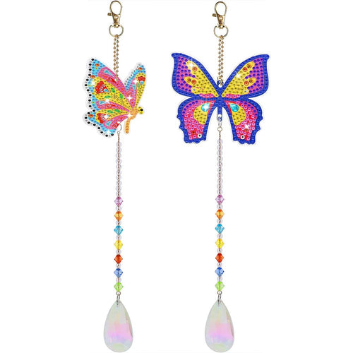 Kristallen Windgong Diamond Painting 5D met Vlinders 2 Stuks