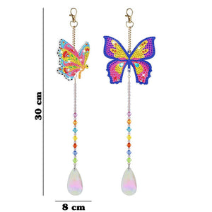 Kristallen Klok Diamond Painting 5D met Vlinders 2 Stuks