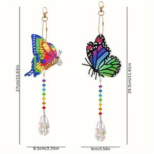 Kristallen Windgong Diamond Painting 5D Vlinders Set van 2 Stuks