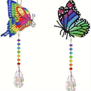 Kristallen Windgong Diamond Painting 5D Vlinders Set van 2 Stuks
