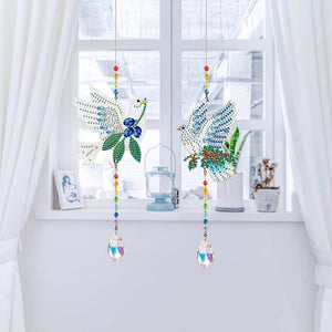 Kristallen Klok Diamond Painting 5D Duiven 2 Stuks