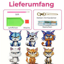 Afbeelding in Gallery-weergave laden, Diamond Painting Sleutelhangers 5D Stoute Katten 6 Stuks