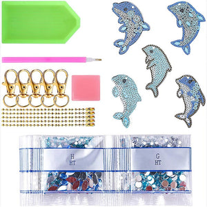 Diamond Painting Sleutelhanger 5D Dolfijnen 5 Stuks