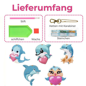 Diamond Painting Sleutelhanger 5D met Dolfijnen 5 Stuks