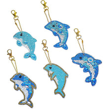 Afbeelding in Gallery-weergave laden, Diamond Painting Sleutelhangers 5D Dolfijnen 5 Stuks