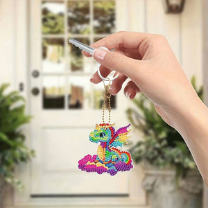 Diamond Painting Sleutelhanger 5D Draak 6 Stuks