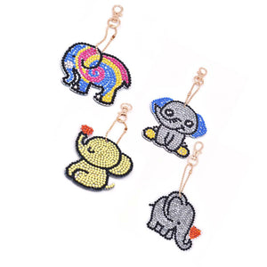 Diamond Painting Sleutelhanger 5D Olifanten 4 Stuks