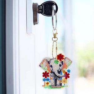Diamond Painting Sleutelhanger 5D met Olifanten 5 Stuks