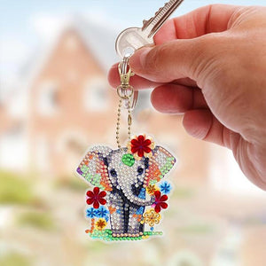 Diamond Painting Sleutelhanger 5D met Olifanten 5 Stuks