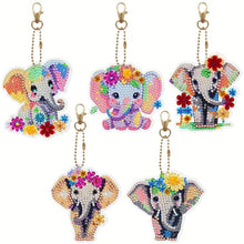Afbeelding in Gallery-weergave laden, Diamond Painting Sleutelhangers 5D met Olifanten 5 Stuks