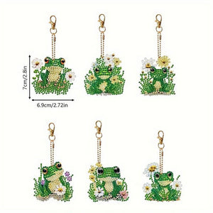 Diamond Painting Sleutelhangers 5D Kikkers 6 Stuks
