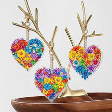 Afbeelding in Gallery-weergave laden, Diamond Painting Sleutelhanger 5D Bloemenhart 6 Stuks