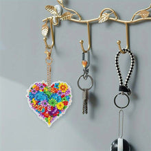 Afbeelding in Gallery-weergave laden, Diamond Painting Sleutelhanger 5D Bloemenhart 6 Stuks