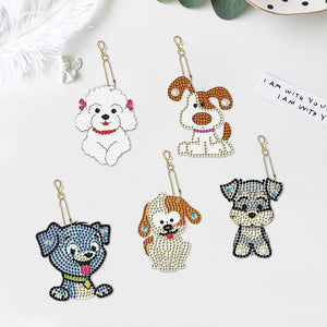 Diamond Painting Sleutelhanger 5D Honden 5 Stuks