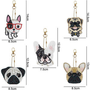 Diamond Painting Sleutelhanger 5D met Honden 5 Stuks