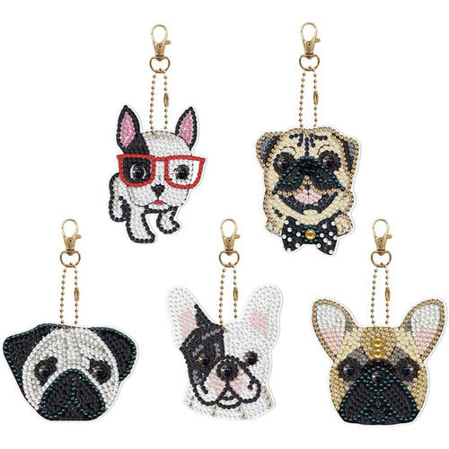 Diamond Painting Sleutelhangers 5D met Honden 5 Stuks