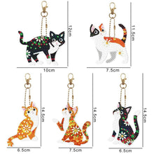 Afbeelding in Gallery-weergave laden, Diamond Painting Sleutelhangers 5D Katten Set van 5 Stuks