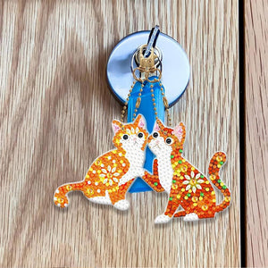 Diamond Painting Sleutelhangers 5D Katten Set van 5 Stuks