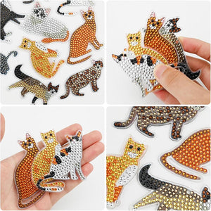 Diamond Painting Sleutelhangers 5D Katten 9 Stuks