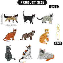 Afbeelding in Gallery-weergave laden, Diamond Painting Sleutelhangers 5D Katten 9 Stuks