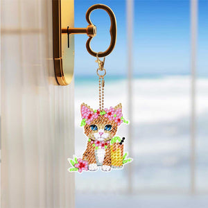 Diamond Painting Sleutelhangers 5D met Katten 5 Stuks