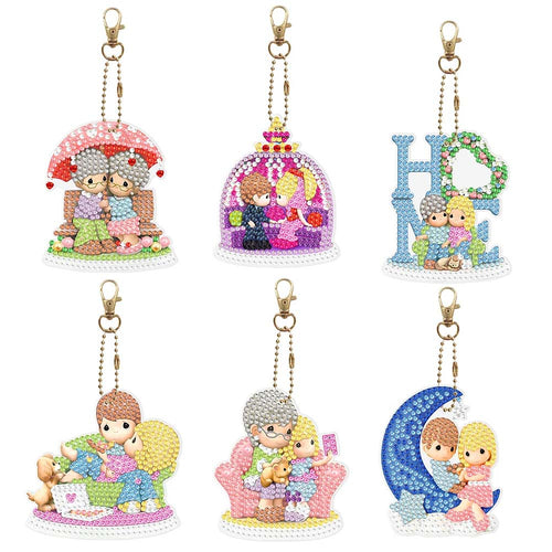 Diamond Painting Sleutelhangers 5D Liefde 6 Stuks