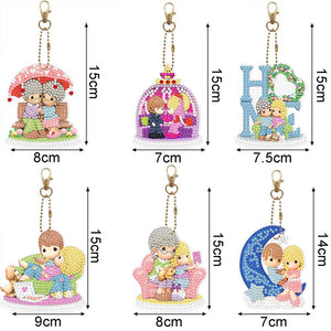 Diamond Painting Sleutelhangers 5D Liefde 6 Stuks