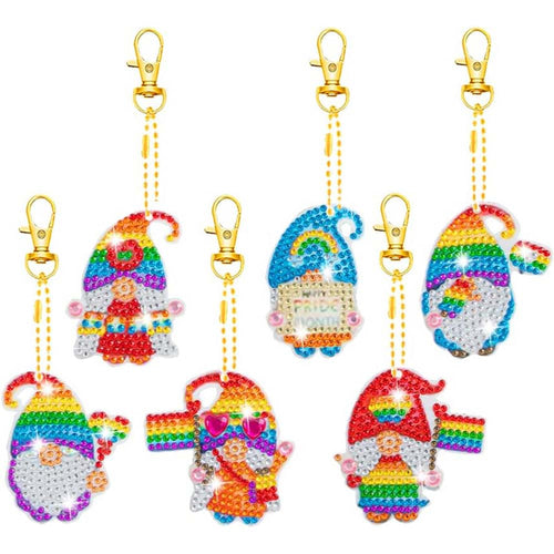 Sleutelhanger Diamond Painting 5D Regenboog Kabouter