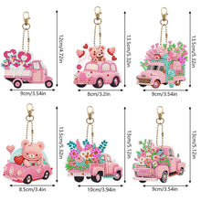 Afbeelding in Gallery-weergave laden, Diamond Painting Sleutelhanger 5D Roze Auto 6 Stuks
