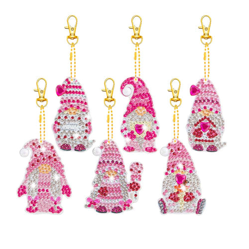Sleutelhanger Diamond Painting 5D Kabouter Roze