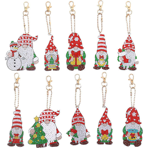 Sleutelhangers Diamond Painting 5D Rode Elfen 10 Stuks