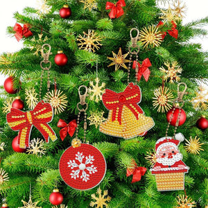 Diamond Painting Sleutelhanger 5D Set 2 Kerst 8 Stuks