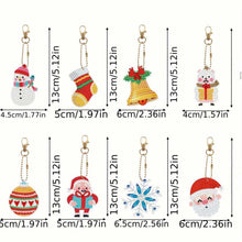 Afbeelding in Gallery-weergave laden, Diamond Painting Sleutelhanger 5D Set 3 Kerstmis 8 Stuks