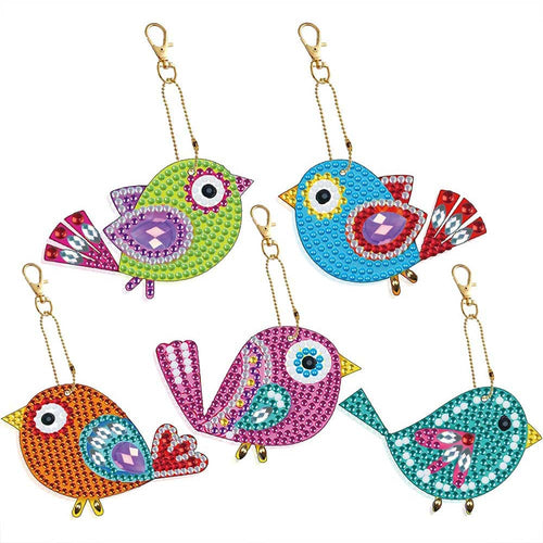 Diamond Painting Sleutelhangers 5D Vogels 5 Stuks