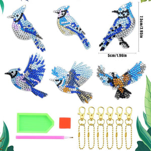 Diamond Painting Sleutelhangers 5D Vogels 6 Stuks