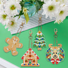 Afbeelding in Gallery-weergave laden, Diamond Painting Sleutelhanger 5D Kerstmis 4 Stuks